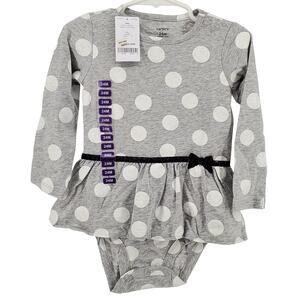 Carter's Toddler Gray and White‎ Polka Dot 1 Piece Outfit 24 Months New